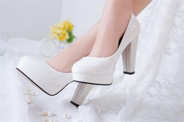 2018 NEW Spring  Women's Pumps Single High-Heeled Shoes Waterproof Nude Color Platfrom Shoes Bridal Shoes .DFGD-F-2