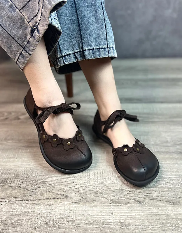 Ankle Lace-up Wide Toe Box Retro Flat Shoes