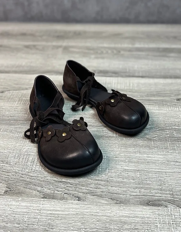 Ankle Lace-up Wide Toe Box Retro Flat Shoes