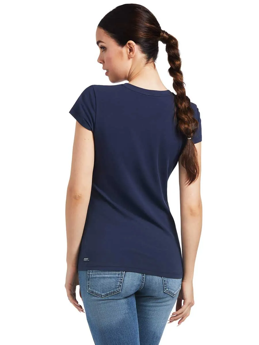 ARIAT Vertical Logo T-Shirt - Womens - Navy