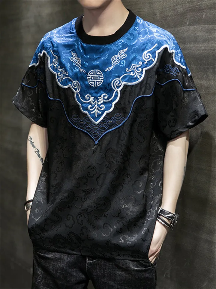 Auspicious Clouds Dragon Embroidery Vintage Shirt for Men