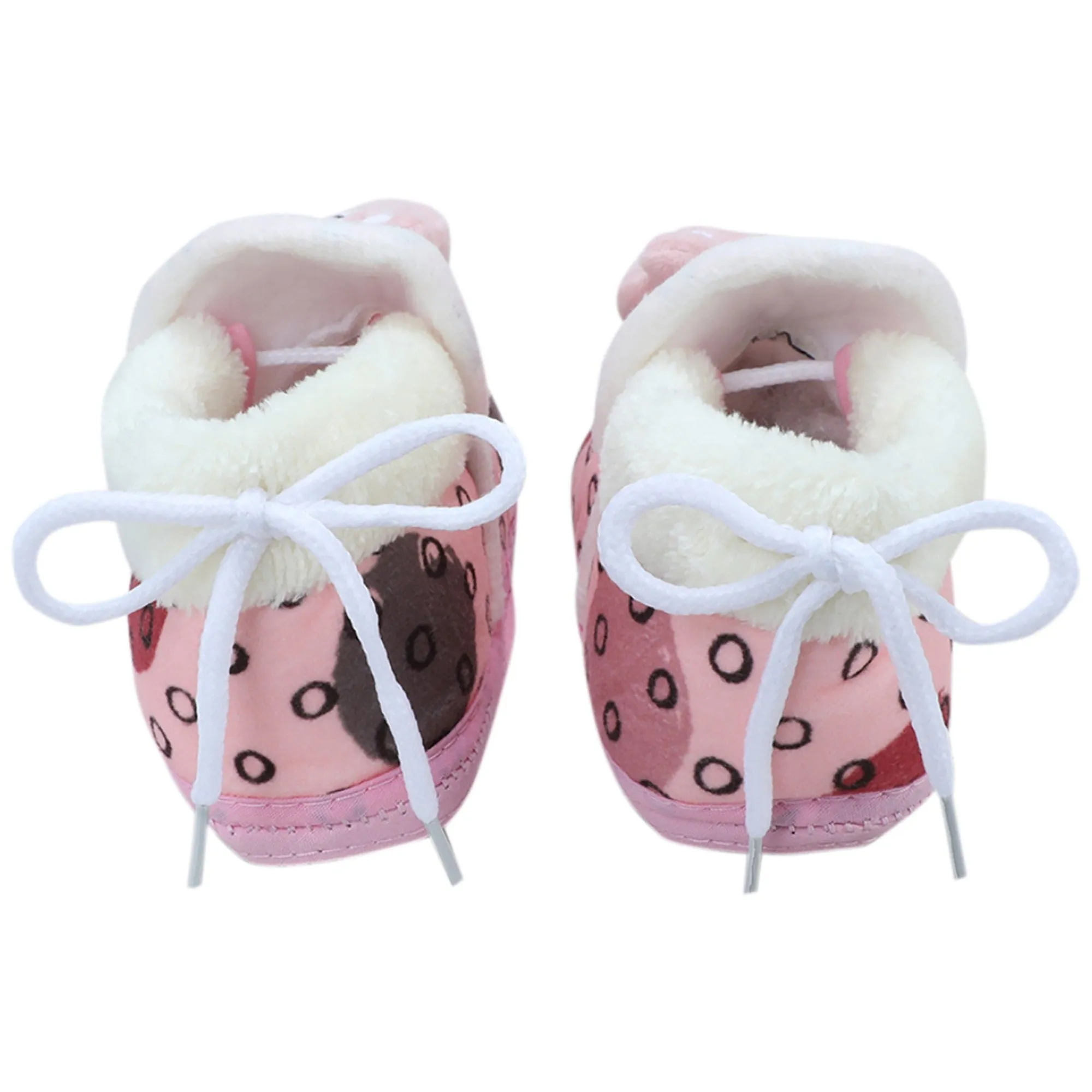 Baby Moo 3D Dizzy Cat Soft Slip-On Anti-Skid Plush Warm Booties - Peach