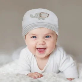 Baby Moo Elephant Organic Soft Cotton Cap - White