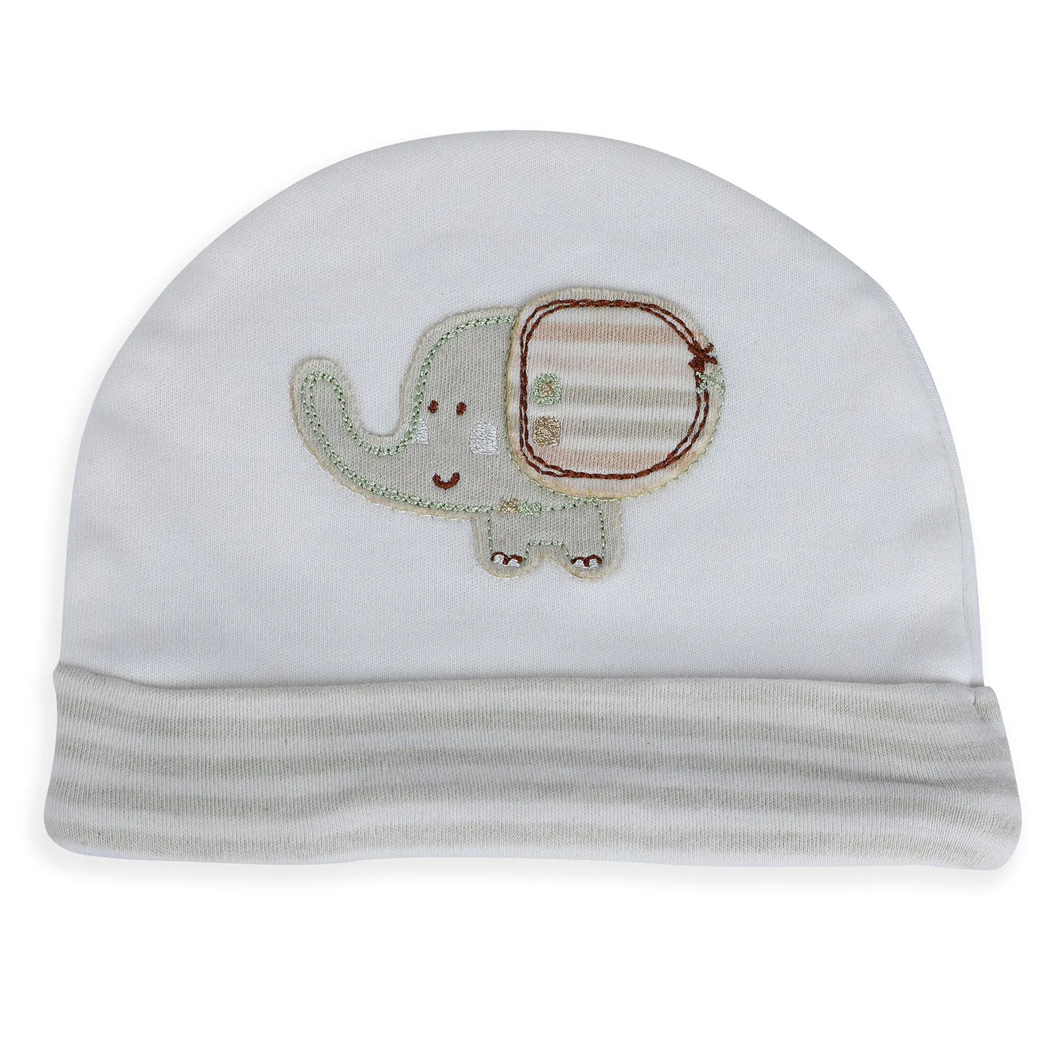 Baby Moo Elephant Organic Soft Cotton Cap - White