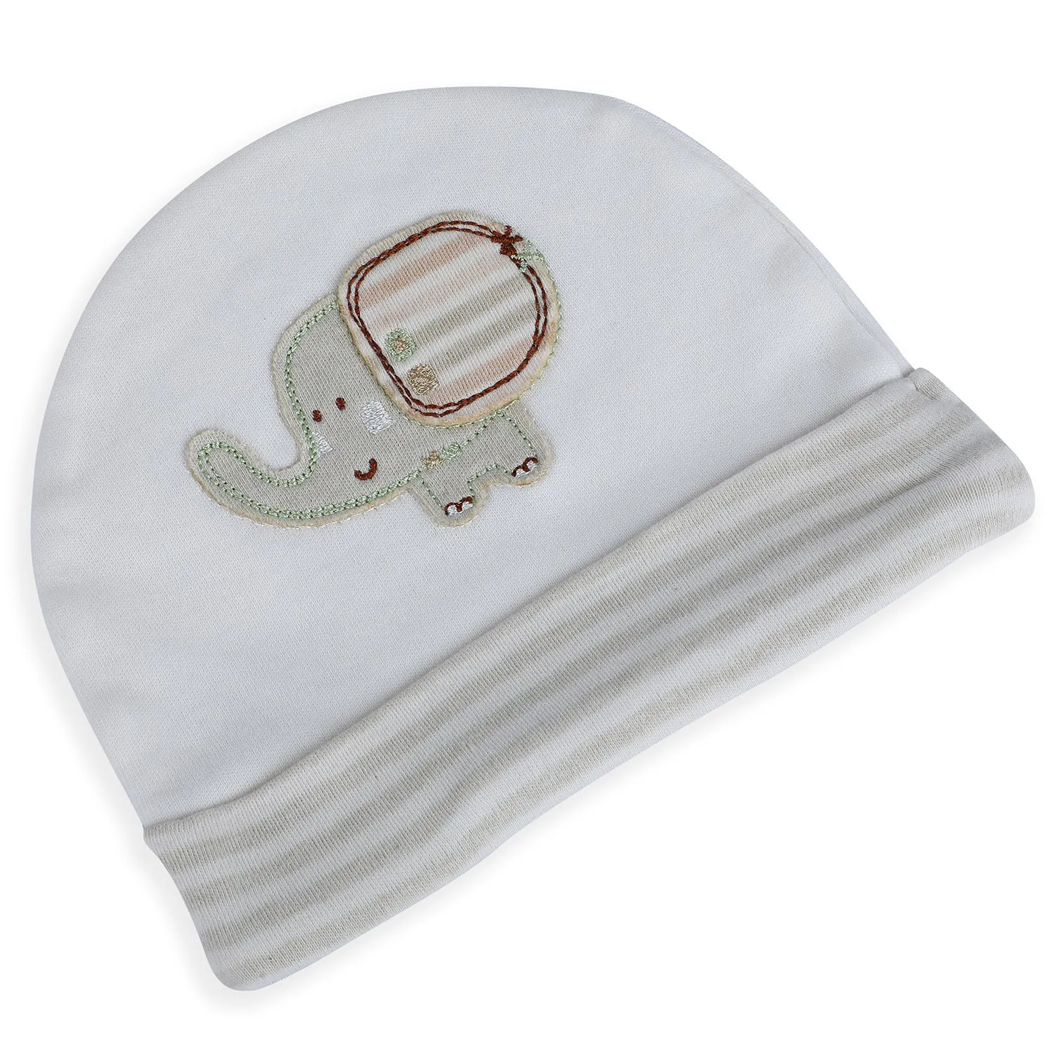 Baby Moo Elephant Organic Soft Cotton Cap - White