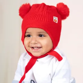 Baby Moo Solid Infant To Toddler Winter Beanie Woollen Cap - Red