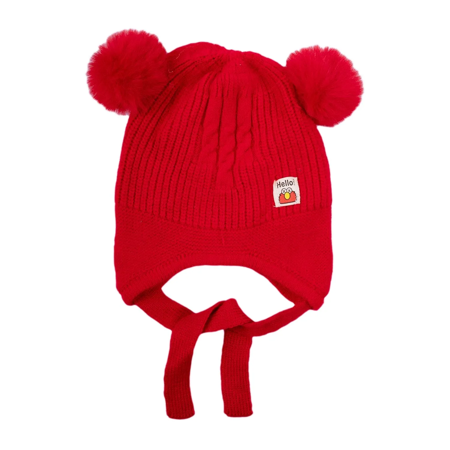 Baby Moo Solid Infant To Toddler Winter Beanie Woollen Cap - Red