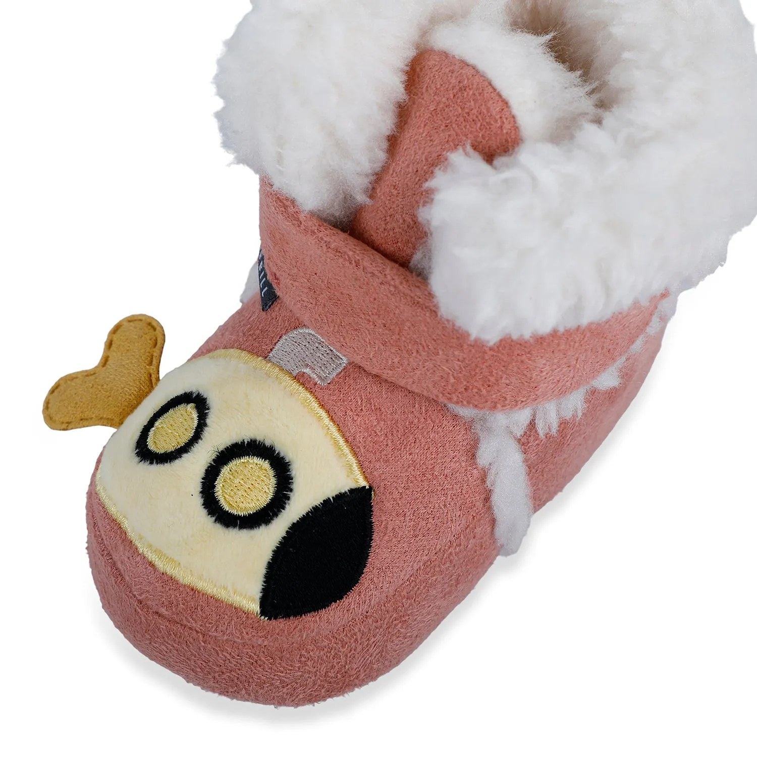 Baby Moo Submarine Velcro Warm Furry Booties - Pink