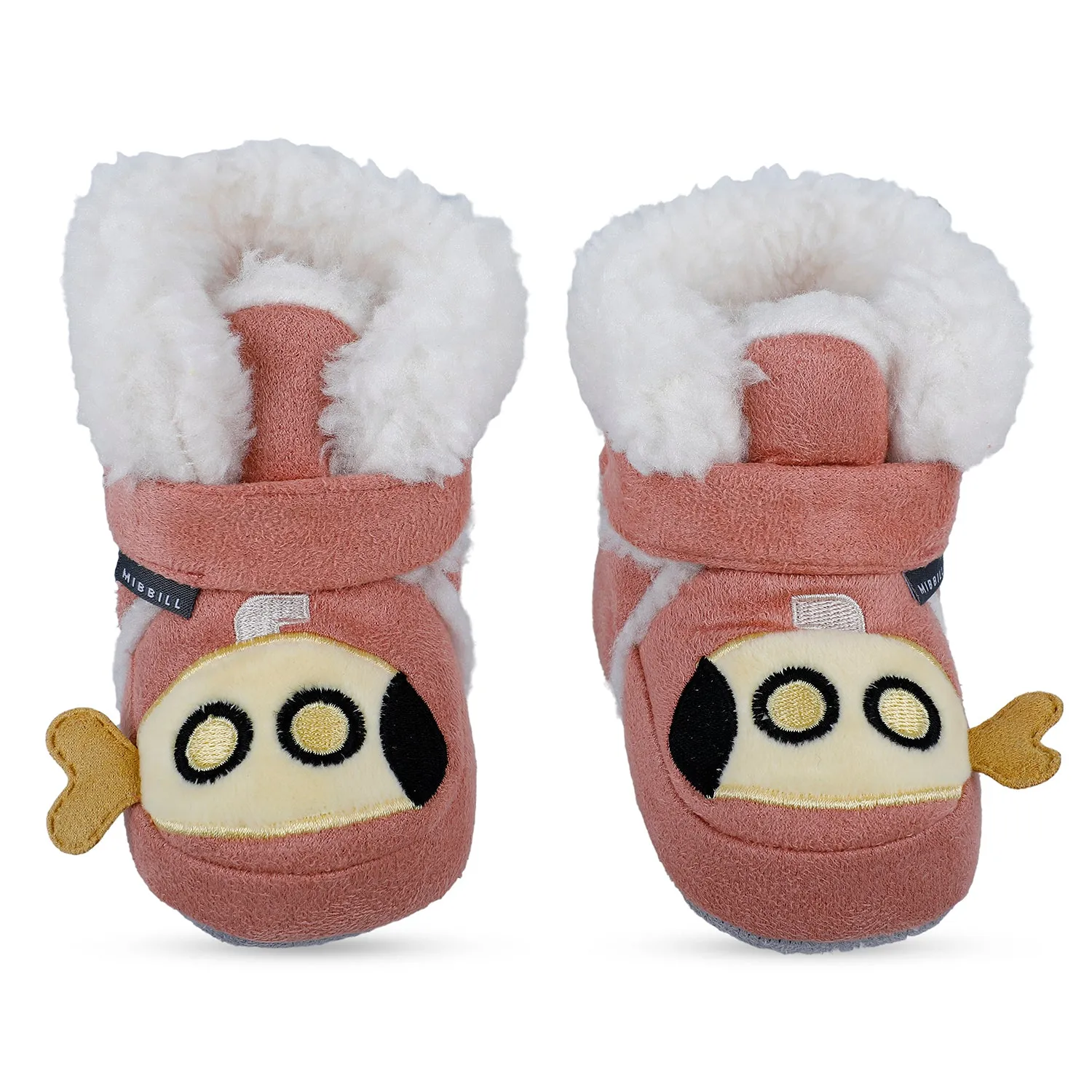 Baby Moo Submarine Velcro Warm Furry Booties - Pink