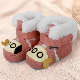 Baby Moo Submarine Velcro Warm Furry Booties - Pink