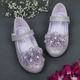 Baby Moo x Bash Kids 3D Floral Party Mary Jane Ballerinas - Purple