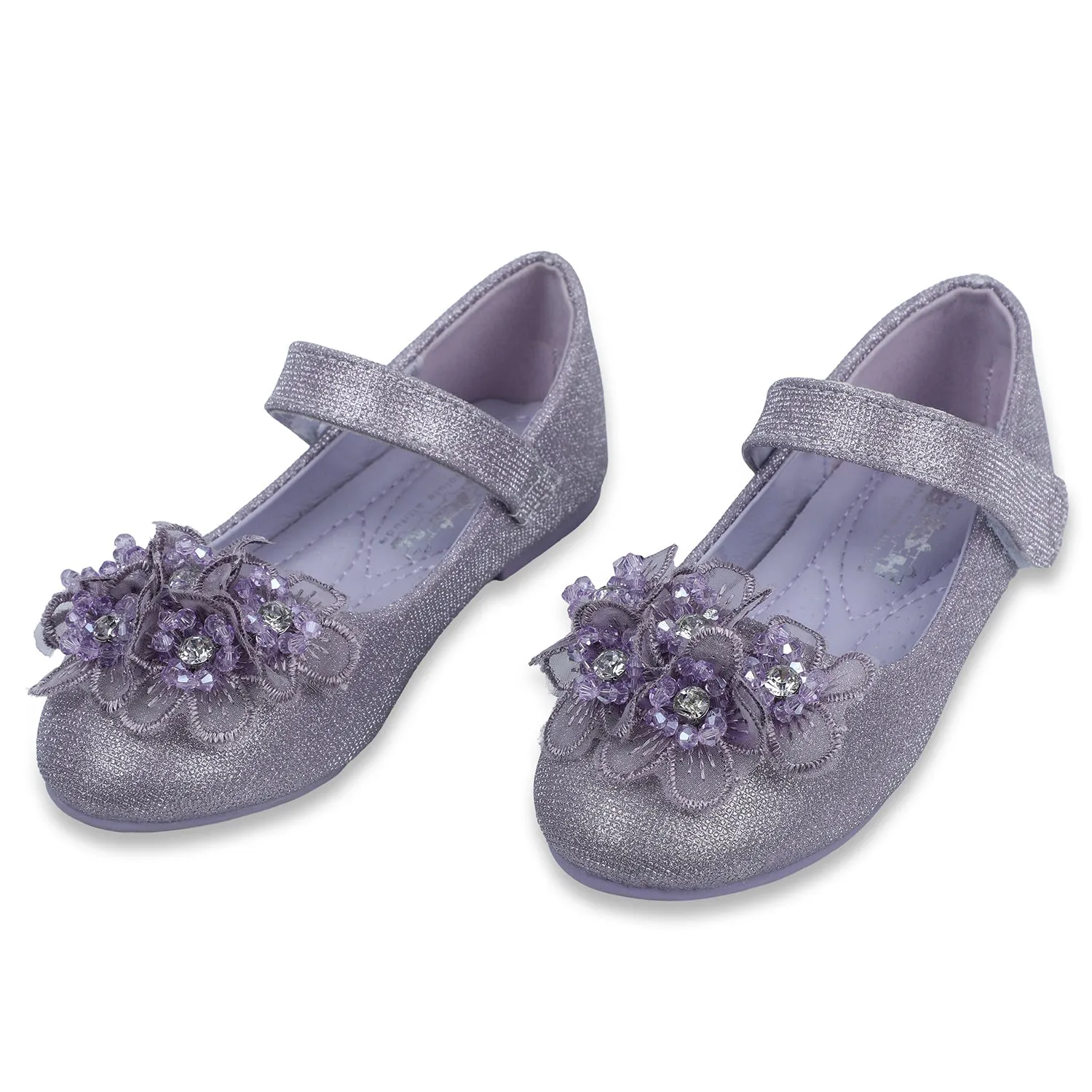 Baby Moo x Bash Kids 3D Floral Party Mary Jane Ballerinas - Purple