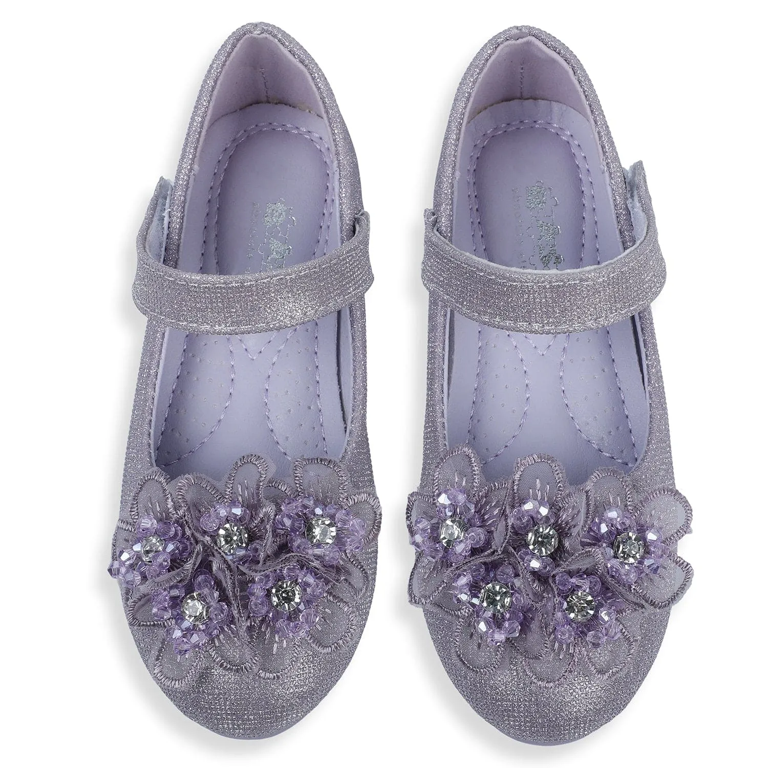 Baby Moo x Bash Kids 3D Floral Party Mary Jane Ballerinas - Purple