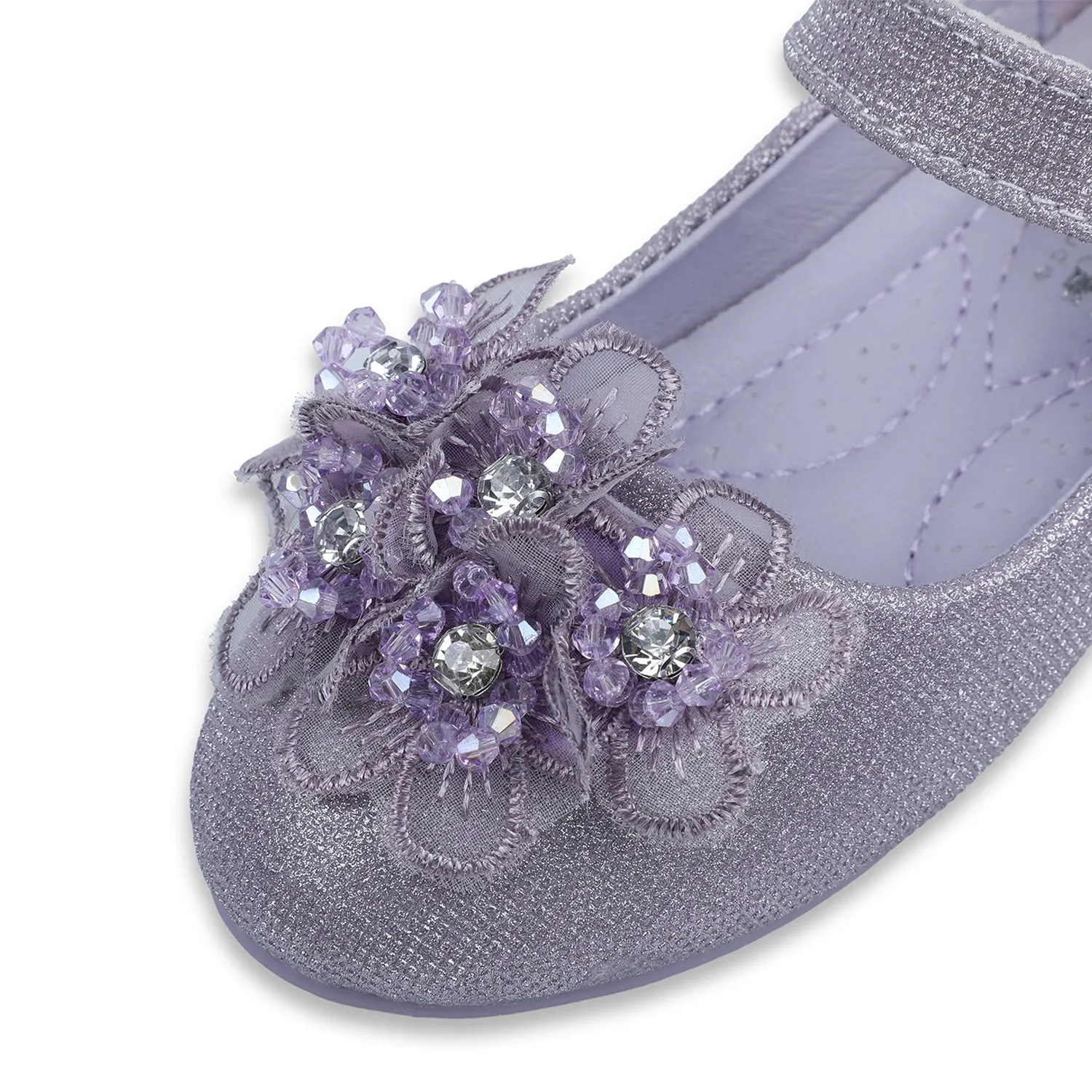 Baby Moo x Bash Kids 3D Floral Party Mary Jane Ballerinas - Purple