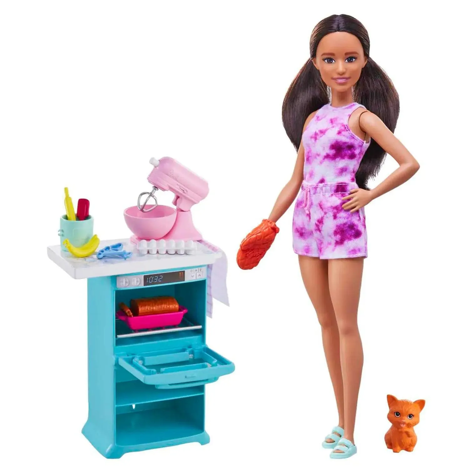 Barbie Doll Kitchen Baking Playset Oven Interactive Food Mixer