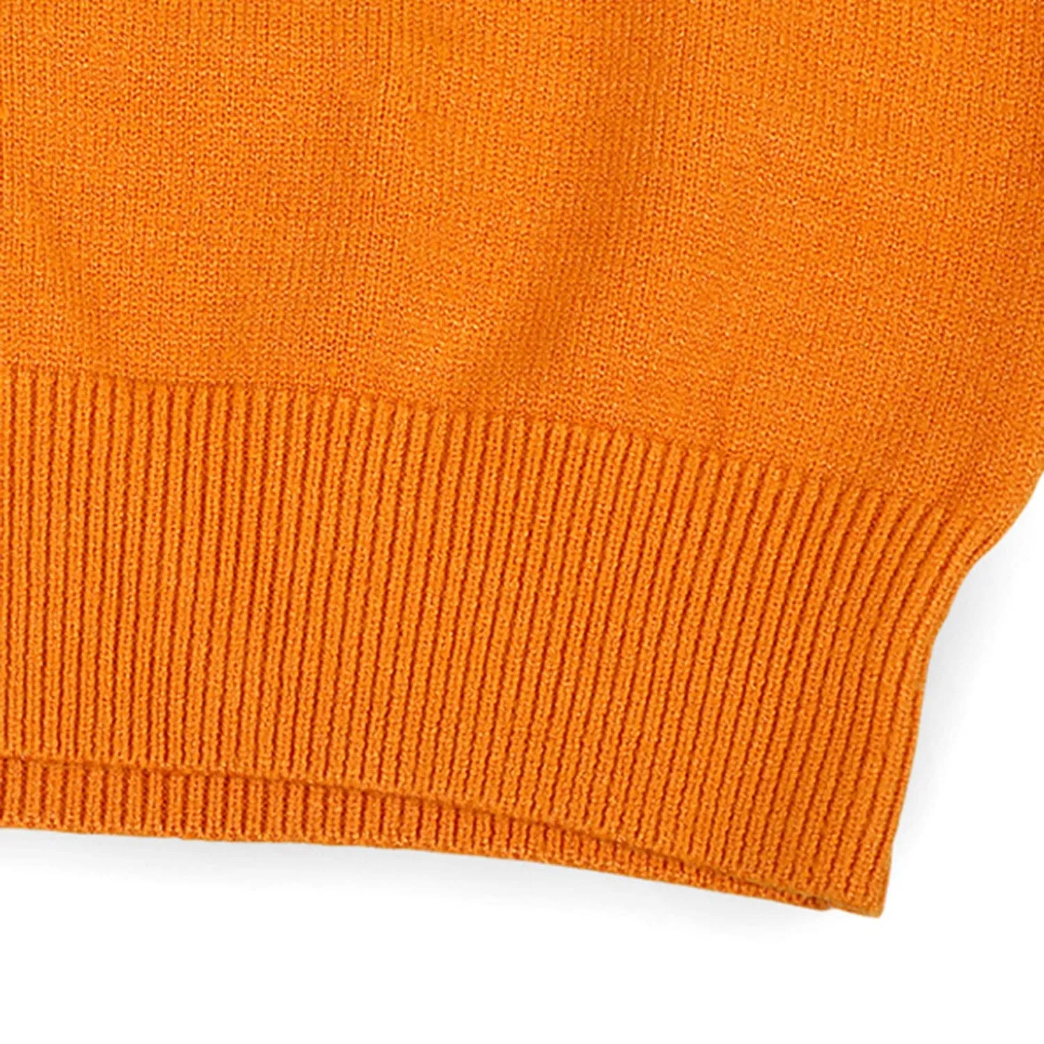 Basic Polo Neck Ribbed Premium Full Sleeves Knitted Kids Sweater - Orange