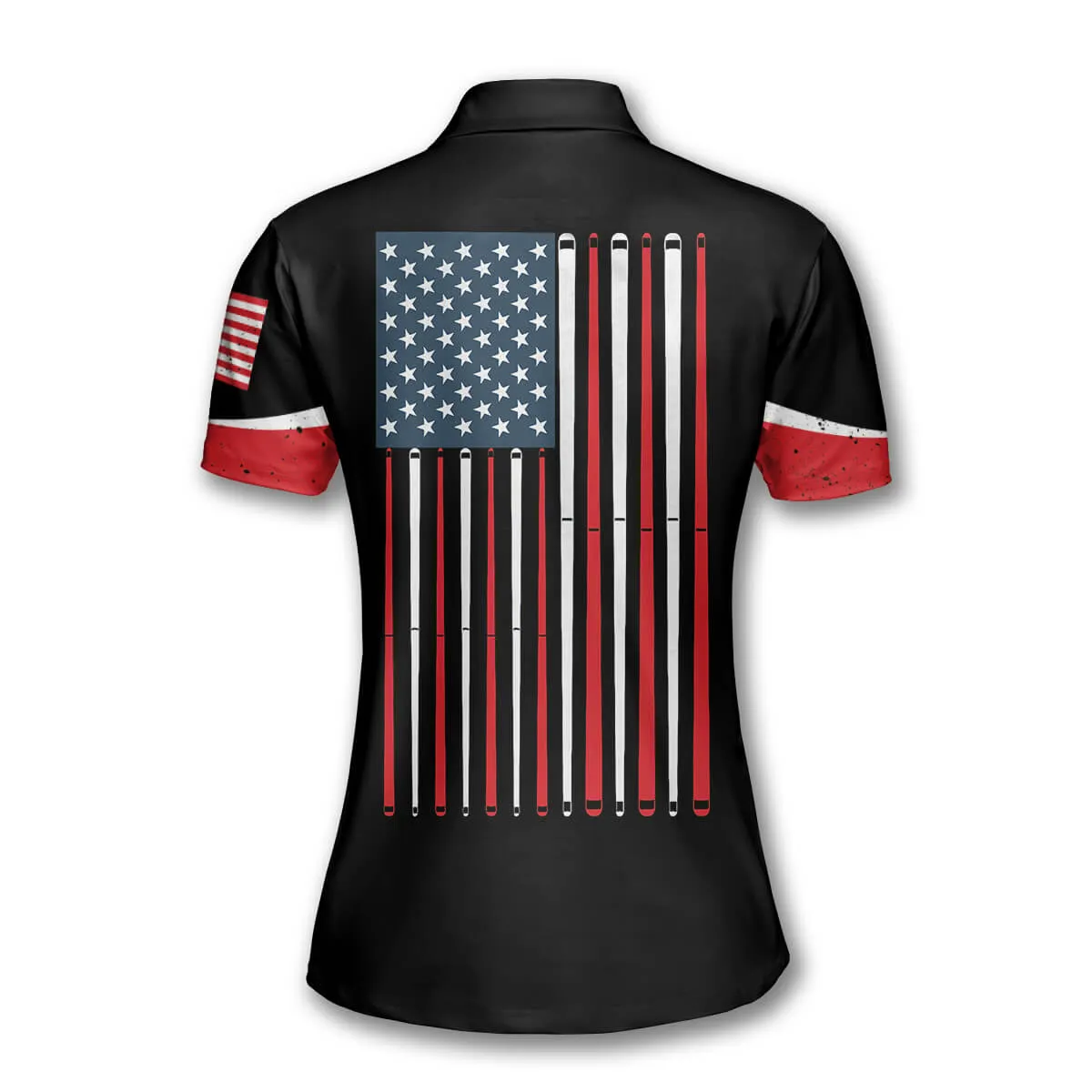 Billiards American Flag Emblem Custom Billiard Shirts for Women, Women's Billiard Polo Shirts