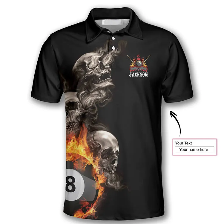 Billiards Hello Darkness My Old Friend Custom Billiard skull Shirts for Men, Custom Billiard 8 ball for Team, Billiard Polo Shirts