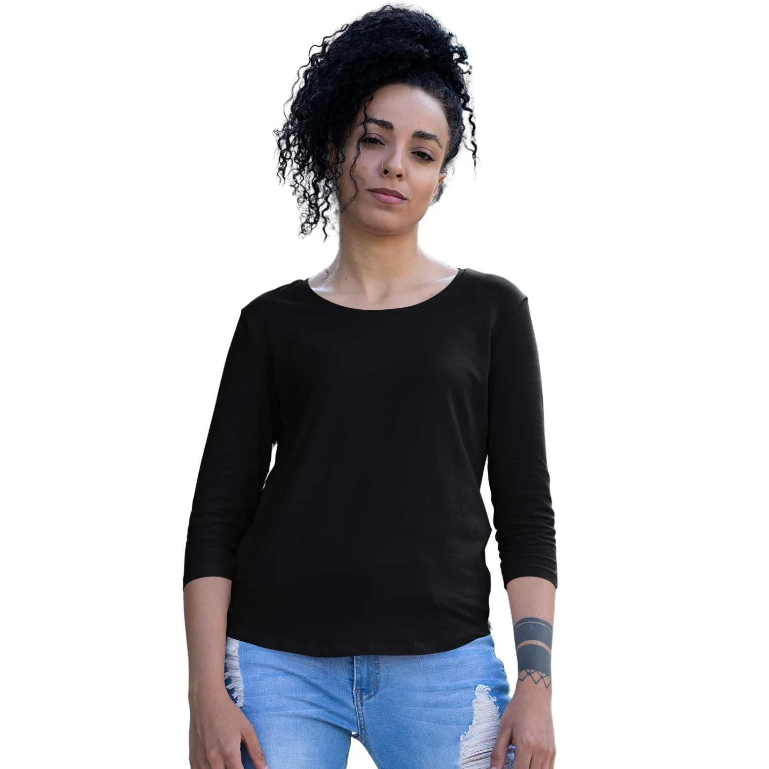 Black 3/4th Sleeves Top