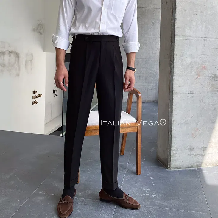 Black Italian Elegant Gurkha Trousers by Italian Vega®