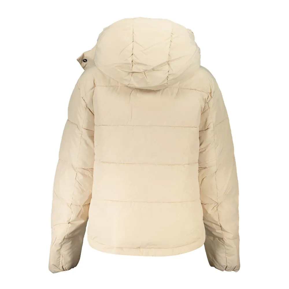 Calvin Klein Chic Beige Long-Sleeved Jacket with Removable Hood