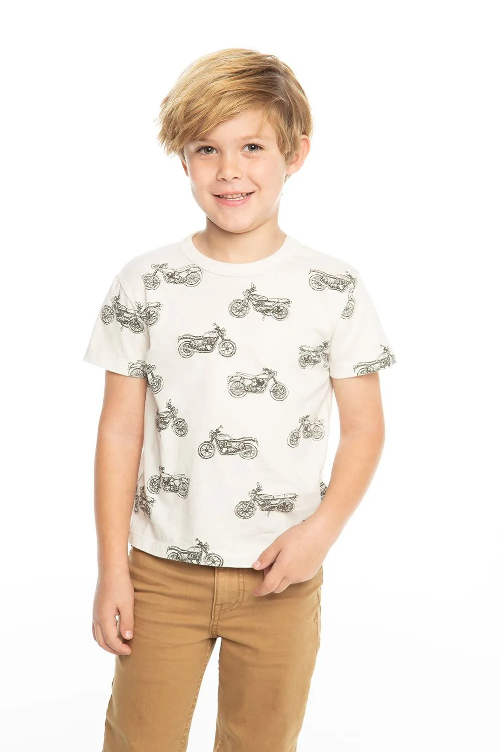 Chaser Kids - Boys Cotton Jersey Short Sleeve Crew Neck Tee in Salt