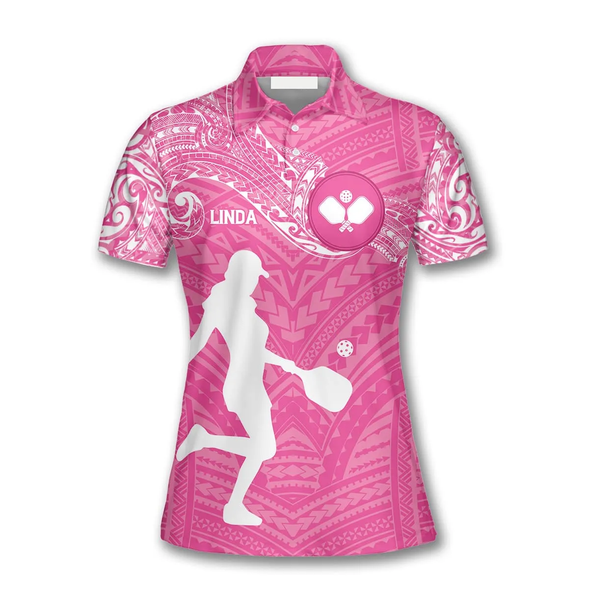 Classy Pink Tribal Pickleball Personalized Name Shirts For Women