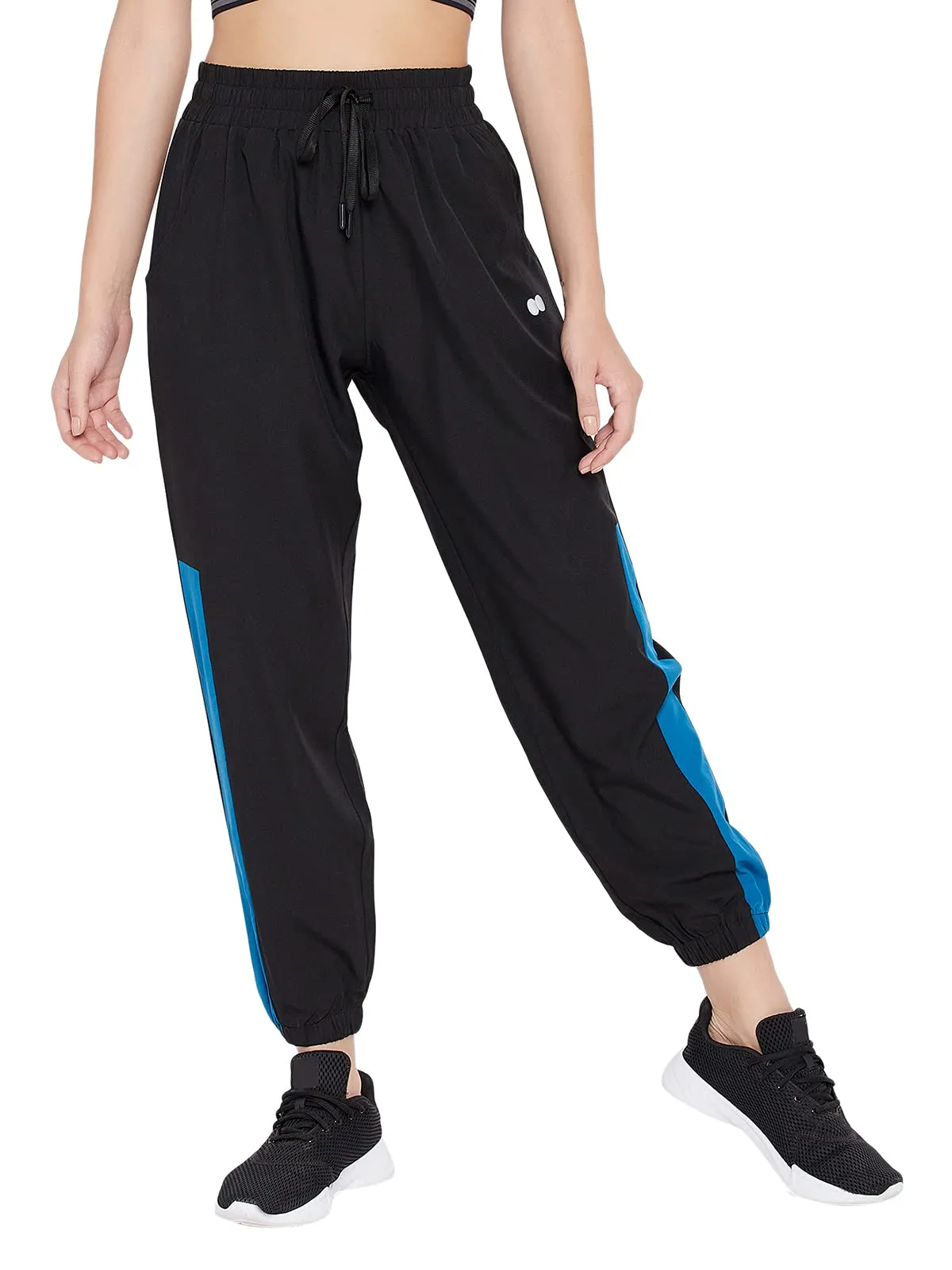 Clovia Women's Slim Fit Polyester Activewear Ankle Length Sports Joggers with Pocket (AB0073A13_Black_S)