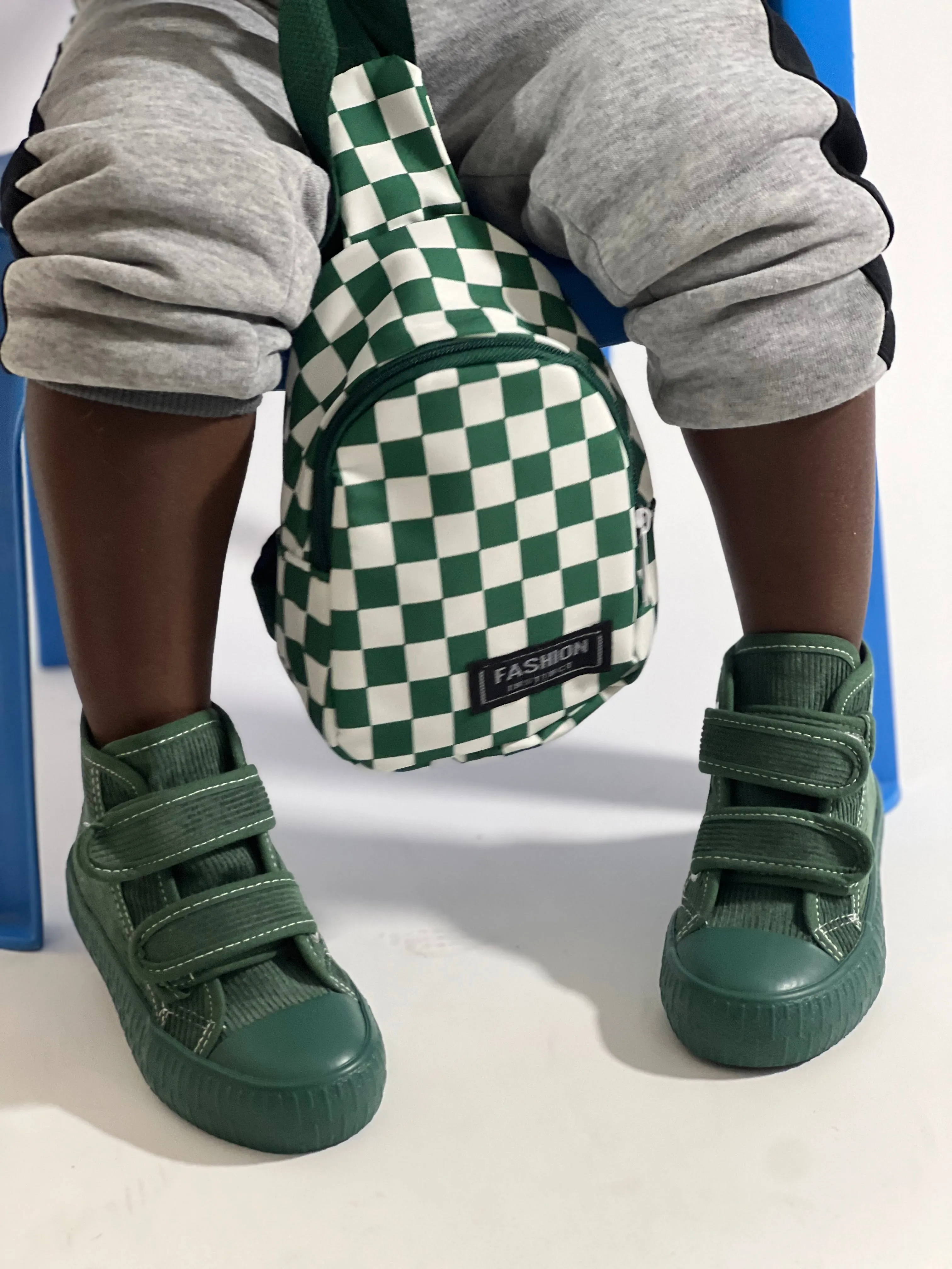 Corduroy High Top Velcro Kid Shoes for Lil Boys