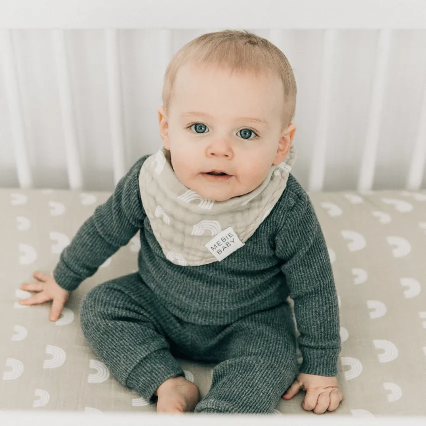 Cotton Muslin Bib, Sand Rainbow