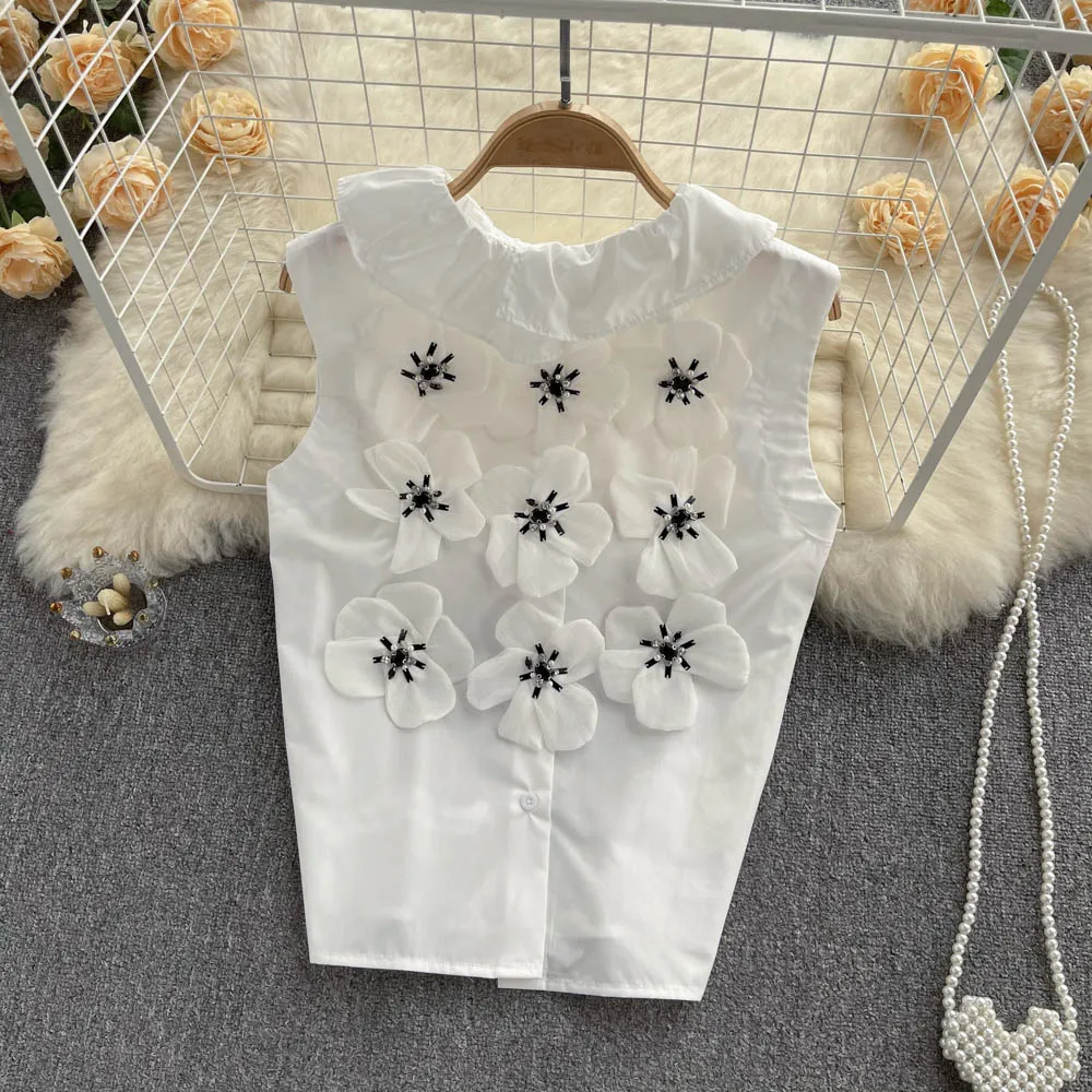 Cute floral sleeveless top   S371