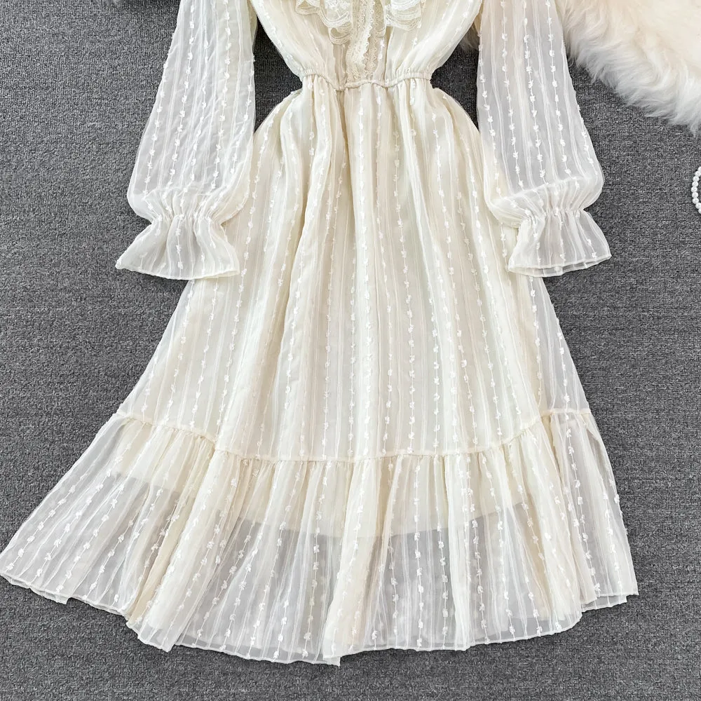 Cute lace long sleeve dress A line fashion dress     S190