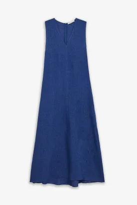 DEEP BLUE LONG LINEN DRESS