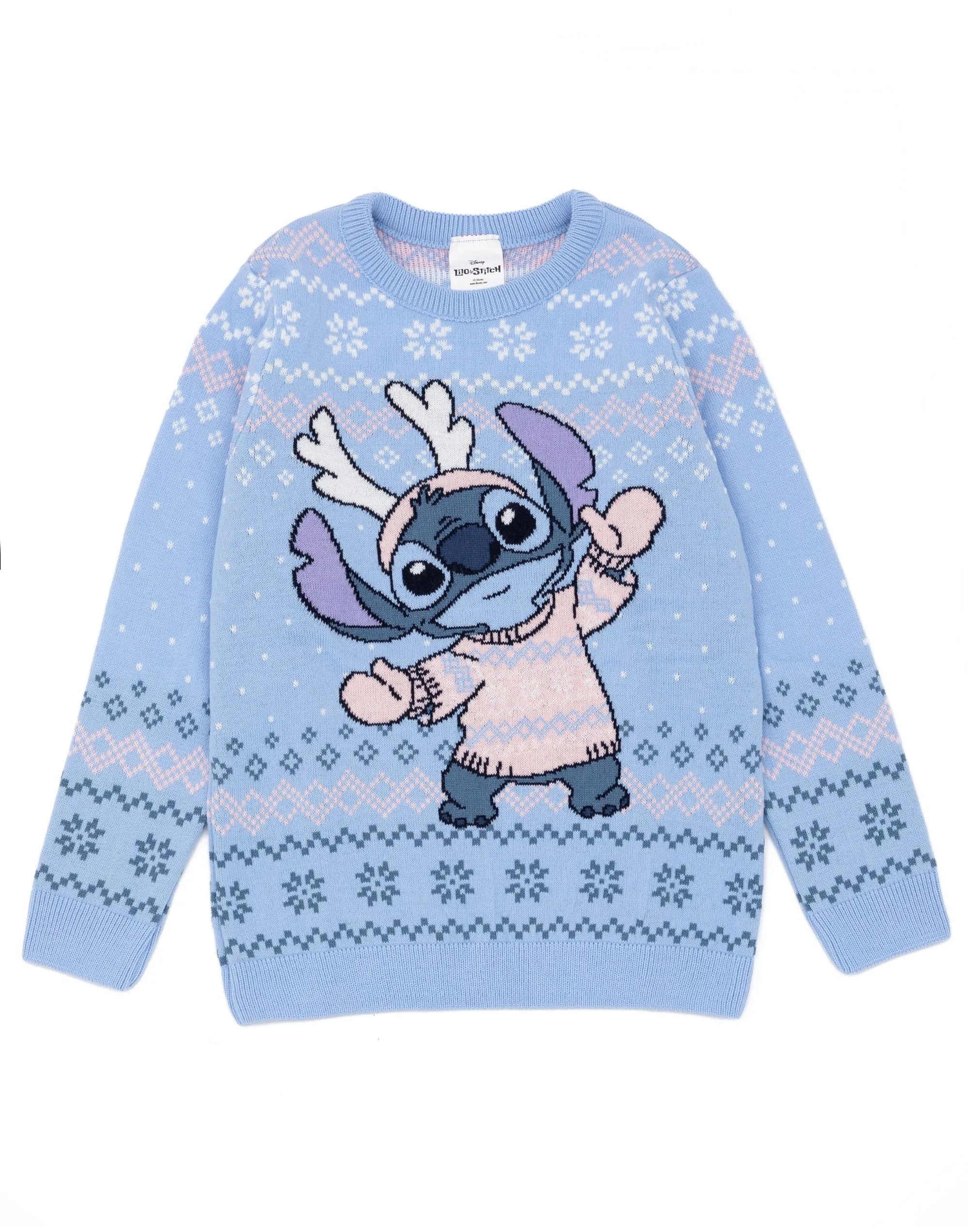 Disney Lilo & Stitch Kids Blue Knitted Christmas Jumper