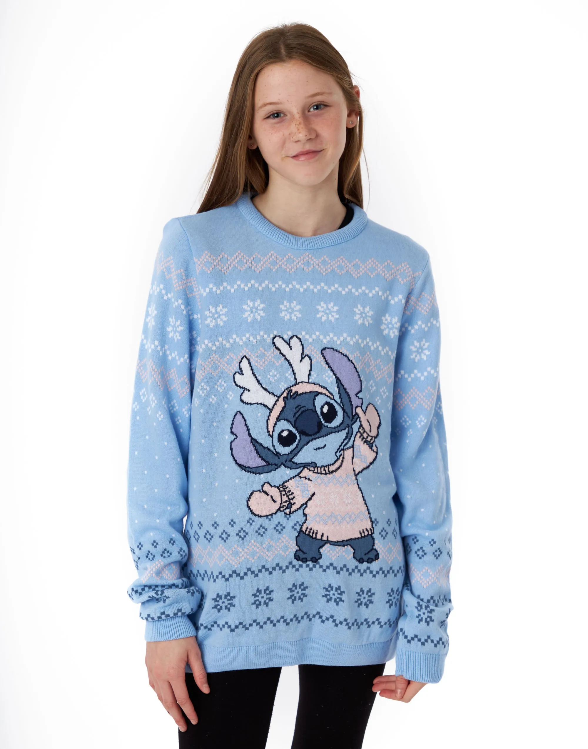 Disney Lilo & Stitch Kids Blue Knitted Christmas Jumper