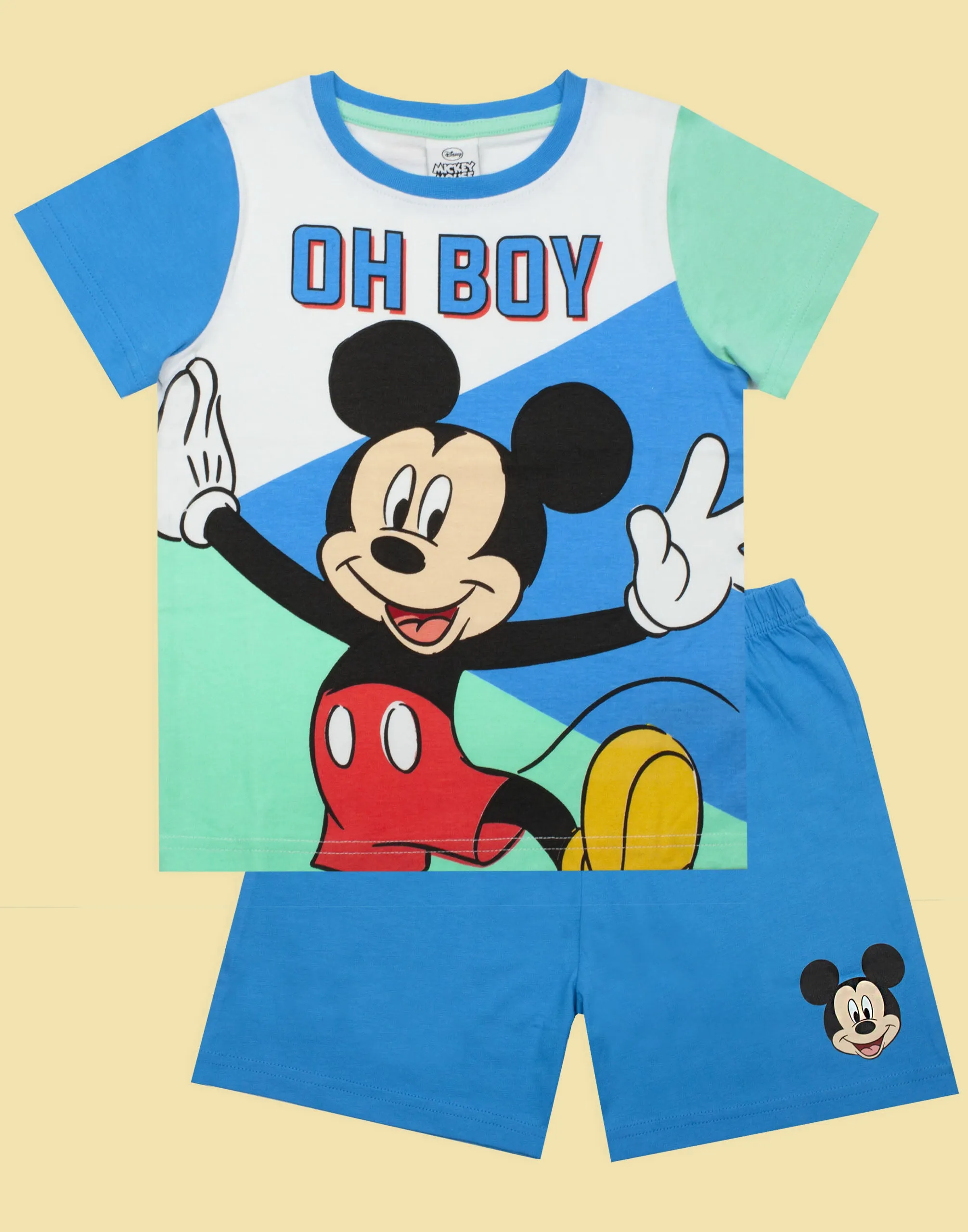 Disney Mickey Mouse Boys Blue Short Sleeve Short Leg Pyjama Set