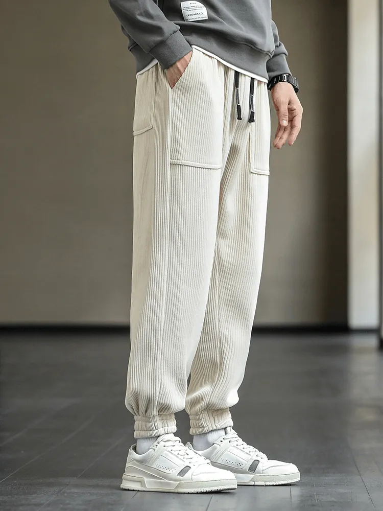 Fashion Elastic Hem Corduroy Sweatpants for Men / Loose Casual Joggers - SF1410