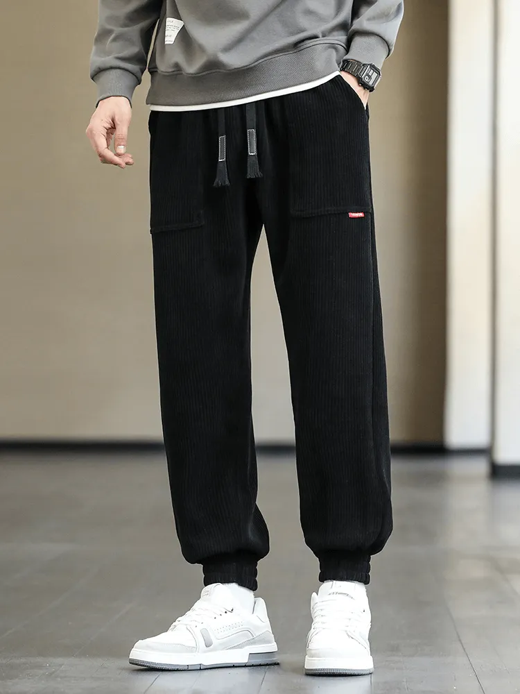 Fashion Elastic Hem Corduroy Sweatpants for Men / Loose Casual Joggers - SF1410