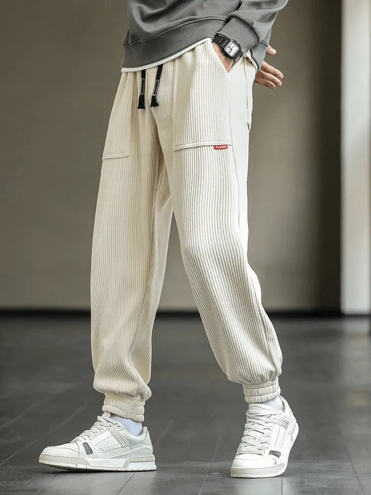 Fashion Elastic Hem Corduroy Sweatpants for Men / Loose Casual Joggers - SF1410