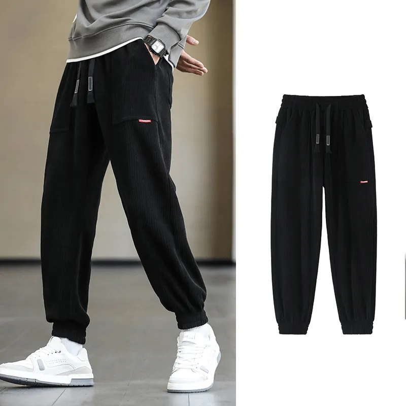 Fashion Elastic Hem Corduroy Sweatpants for Men / Loose Casual Joggers - SF1410