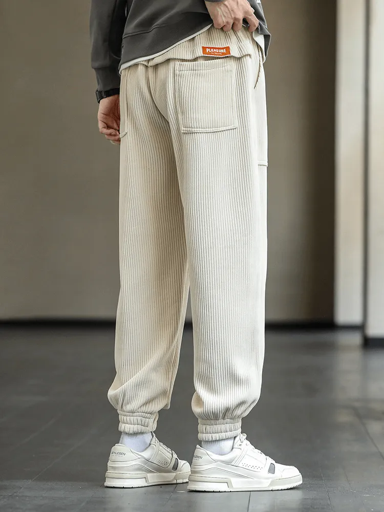 Fashion Elastic Hem Corduroy Sweatpants for Men / Loose Casual Joggers - SF1410