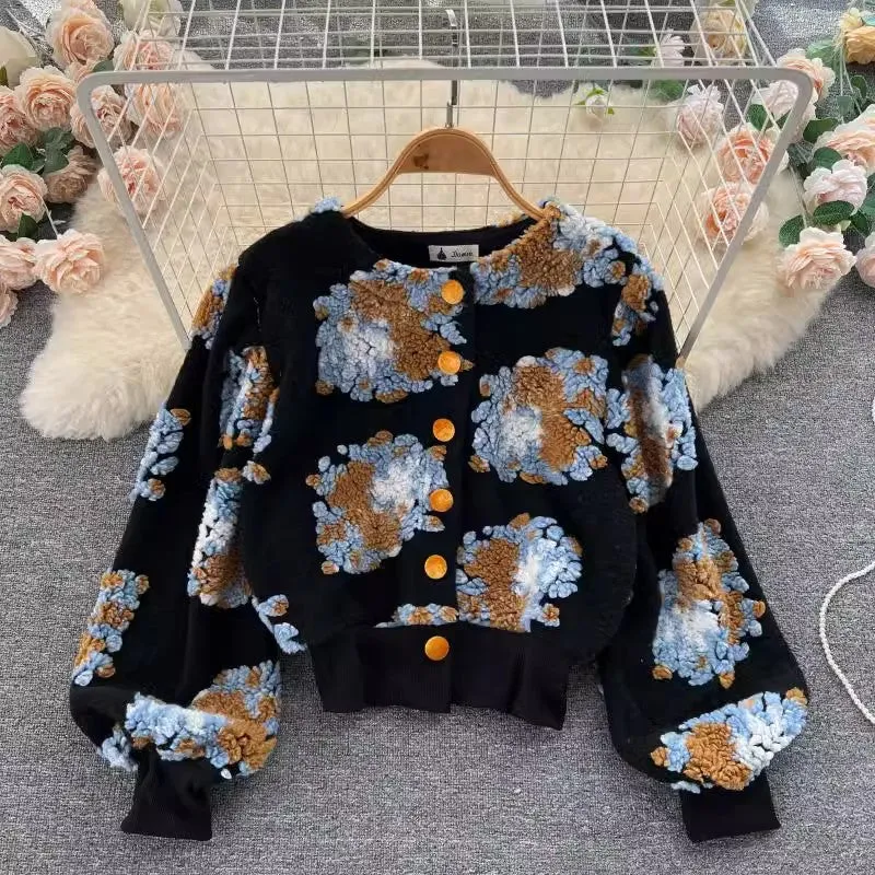 floral cardigan short jacket women      S4486