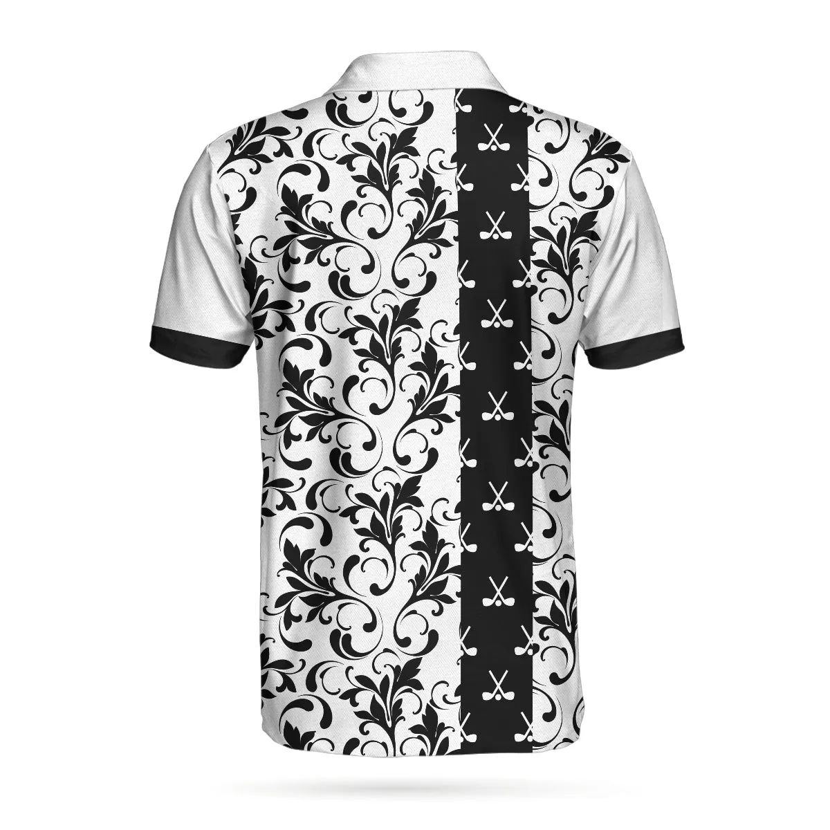 Floral Golf Pattern In White Polo Shirt, Black And White Polo Shirt, Floral Golf Shirt For Men Coolspod