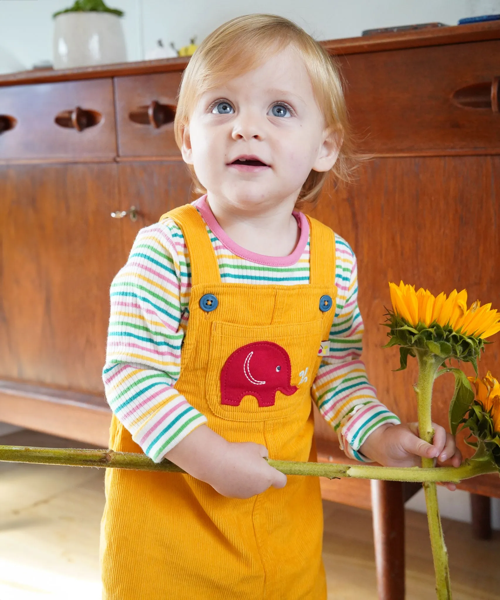 Frugi Babipur Kids Yellow Cord Dungarees