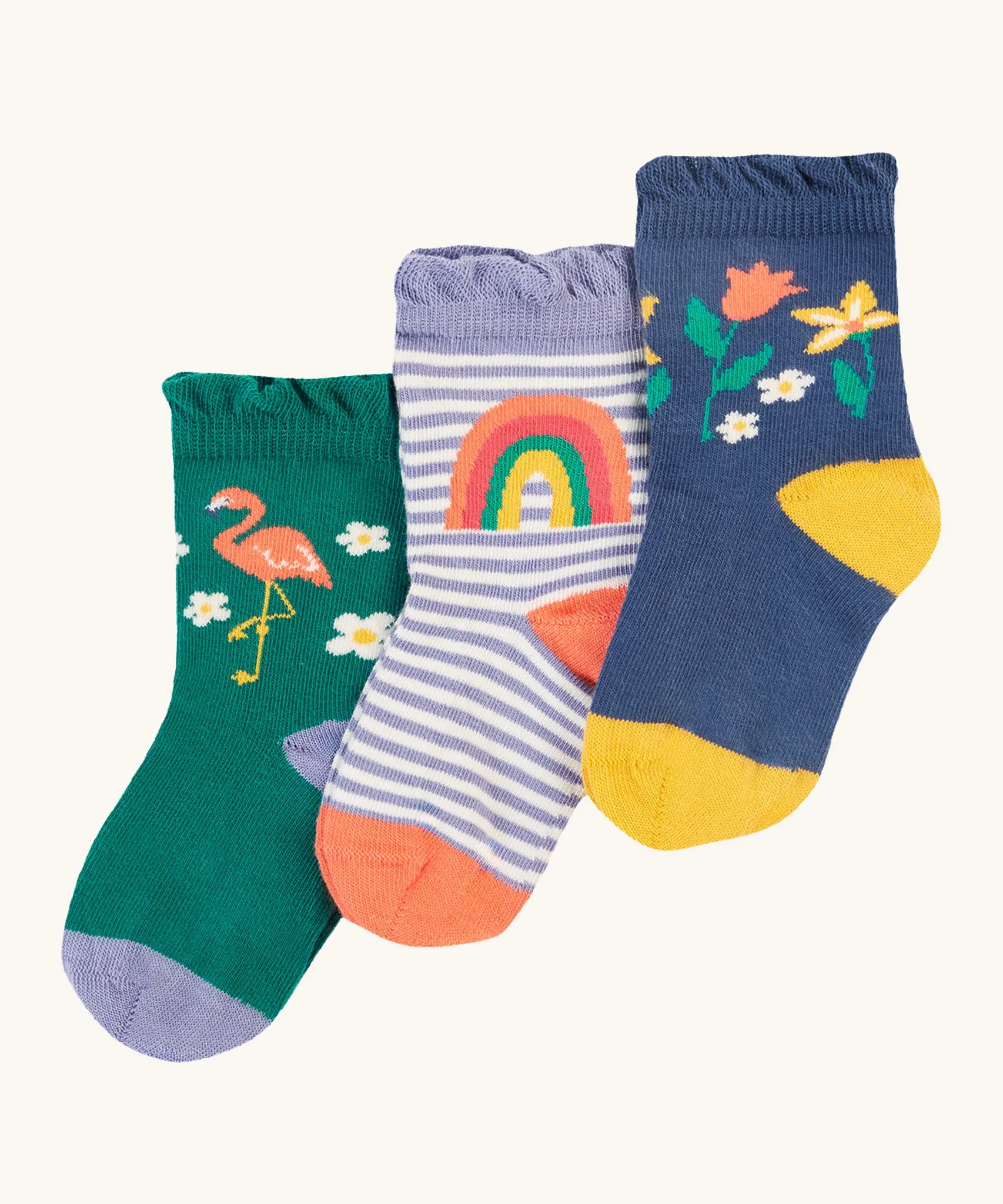 Frugi Freya Frilled Socks 3 Pack - Rainforest Friends