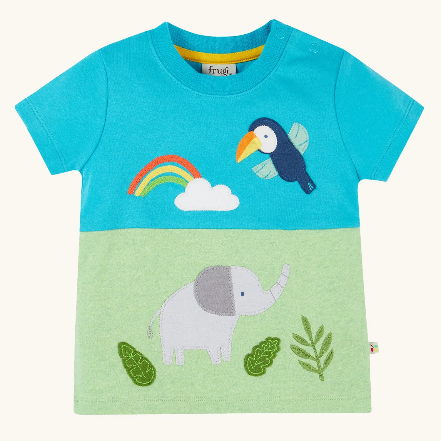 Frugi Little Penryn Panel T-Shirt - Elephant