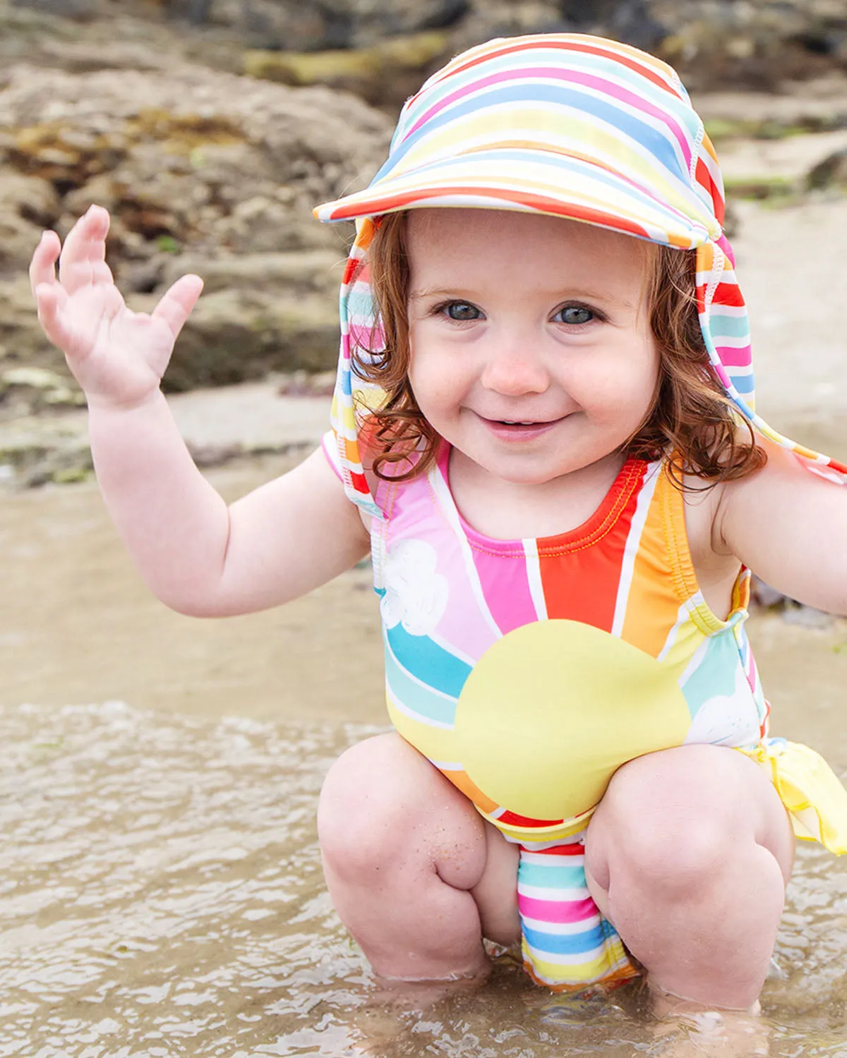 Frugi Little Swim Legionnaires Hat - Seaside Stripe