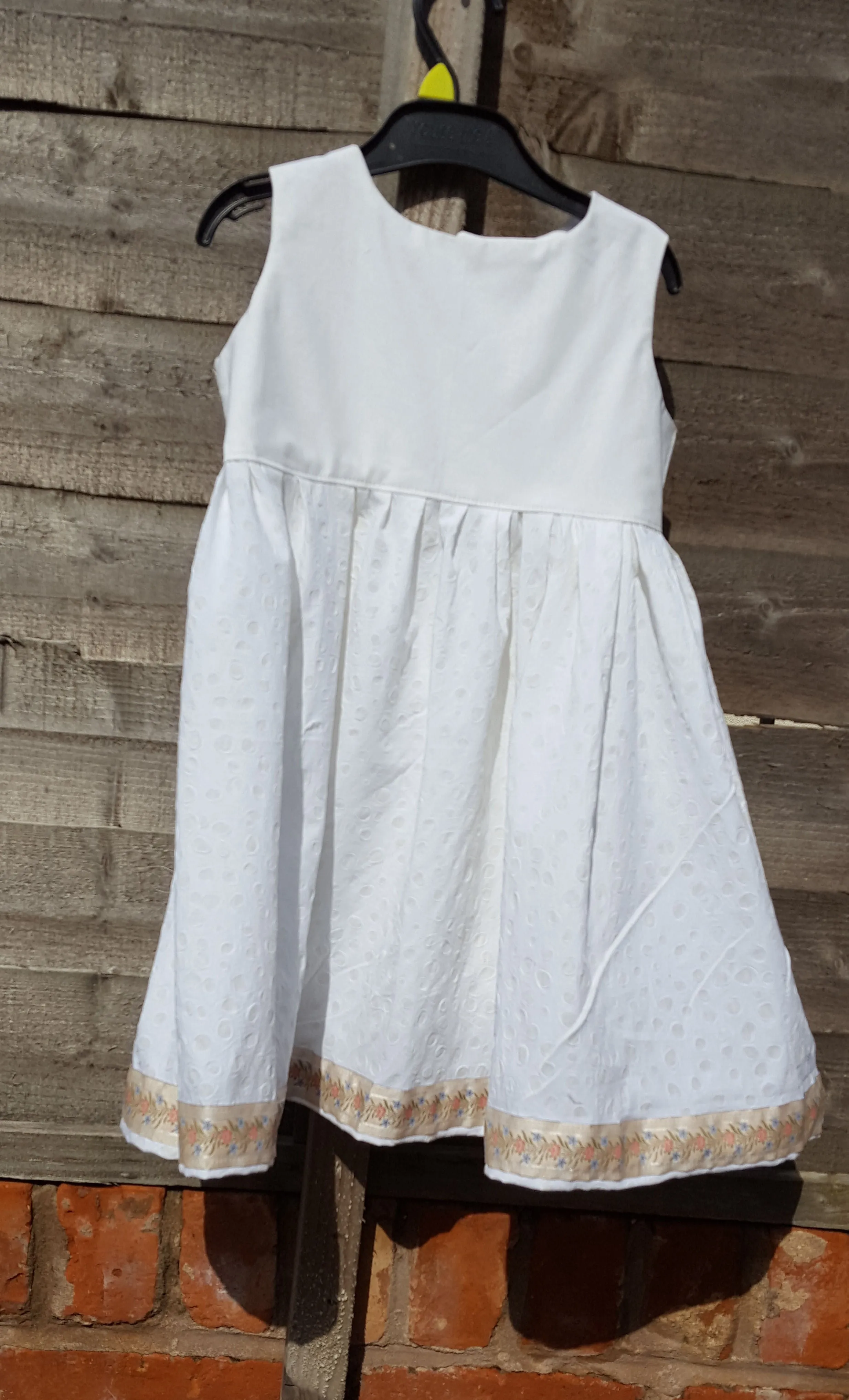 girls cotton cream on cream sundress age to fit 5- 6 years 23 inch chest