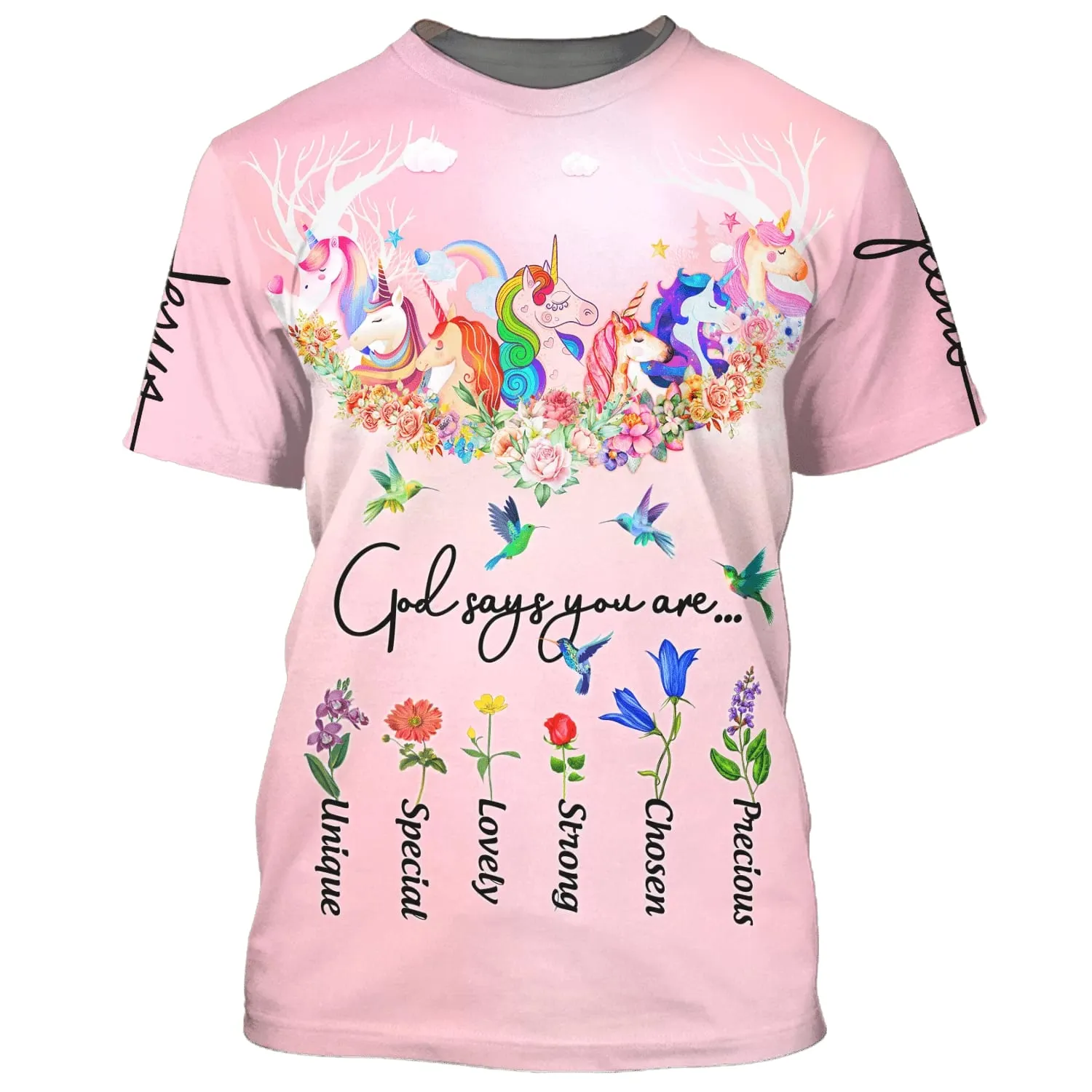 God Say You Are Unicorn And Hummingbird 3D All Over Printed Shirt for Men and Women