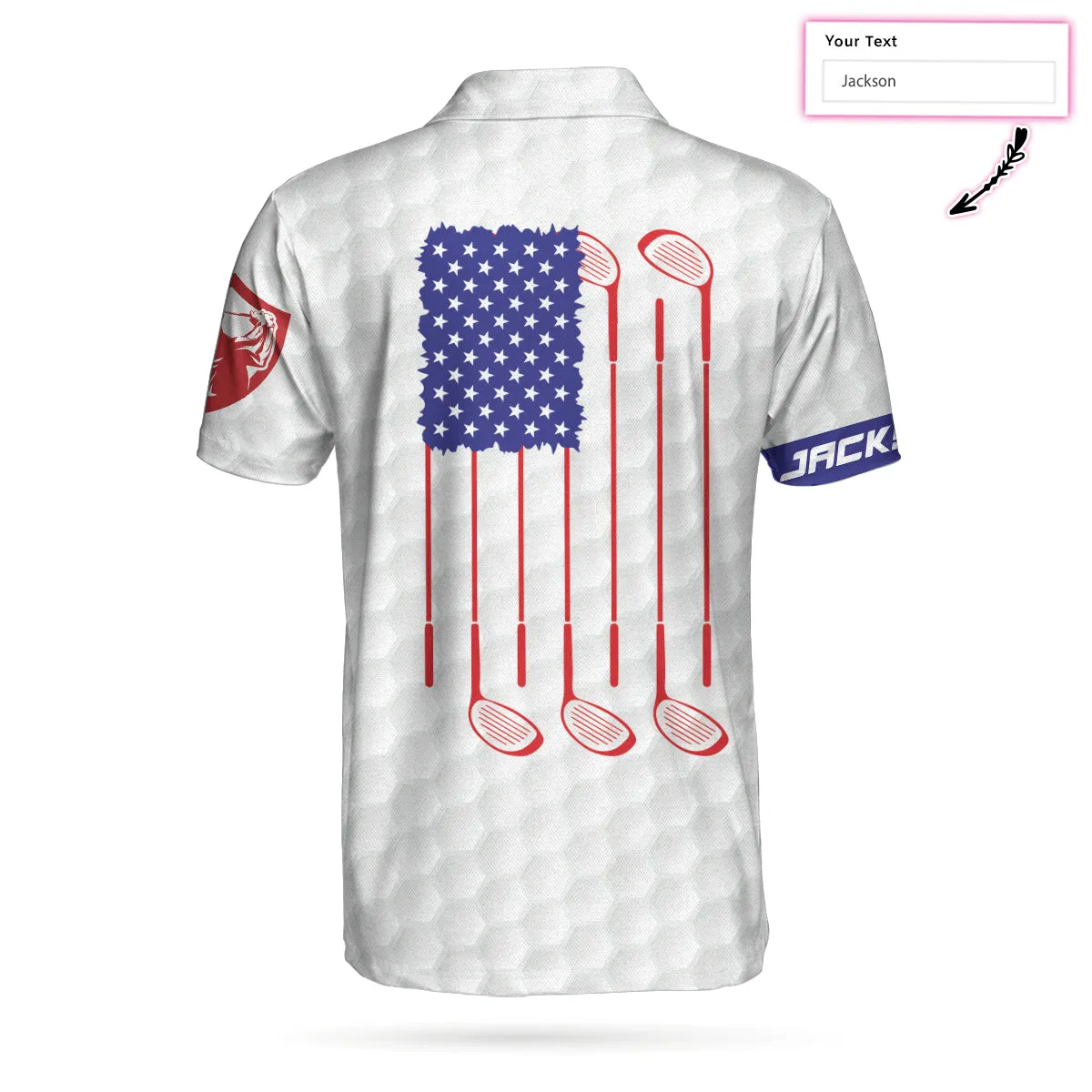 Golf American Flag New Custom Polo Shirt, White Golf Pattern Personalized Polo Shirt, Patriotic Golf Shirt For Men Coolspod